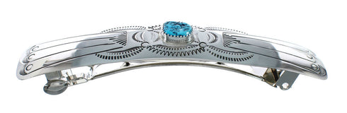 Turquoise and Genuine Sterling Silver Navajo Hair Barrette JX131000
